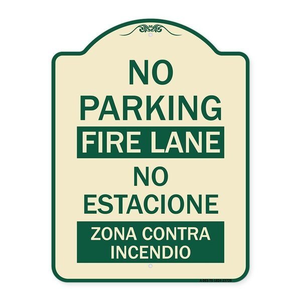 No Parking Fire Lane No Estacione Zona Contra Incendio Heavy-Gauge Alum, 24